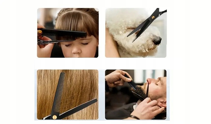 PROFESJONALNE NOŻYCZKI FRYZJERSKIE DO WŁOSÓW ZESTAW BARBERSKI 4w1 STAL EAN (GTIN) 5906700042096